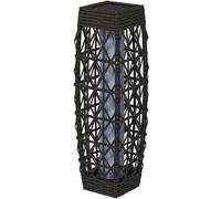 Outsunny Lampe Extérieure en Rotin, Lampe de Jardin Solaire, Détecteur de Lumière Automatique, LED, résistante aux intempéries, Cadre en métal, 20 x 20 x 68cm, Gris