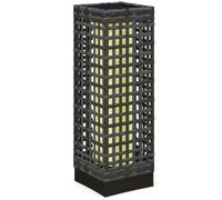 Outsunny Lampes solaires en rotin avec capteur de lumière, Rechargeable LED Lampe solaire IP44 étanche, Lampe d'extérieur Lanterne solaire pour jardin balcon cour, 15,5 x 15,5 x 46 cm, Gris