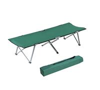 Outsunny Lit de Camp lit d'appoint Pliable 193 x 64 x 40 cm avec Sac de Transport Polyester Oxford métal Vert et Gris
