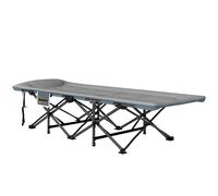 Outsunny Lit de camp pliable 1 personne pour adultes avec coussin et appui-tête, poche latérale, charge jusqu'à 150 kg, gris