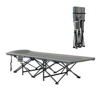 Outsunny Lit de Camp Pliable 1 Personne pour Adultes avec Coussin Gris