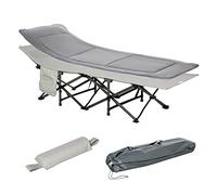 Outsunny Lit de Camp Pliable avec Matelas, Appui-tête, Pochette latérale