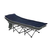Outsunny Lit de Camp Pliable avec Matelas, Appui-tête, Pochette latérale et Sac intégré, transat Chaise Longue en métal et Tissu Oxford, 188 x 64,5 x 53 cm, Charge 150 kg, Gris Bleu