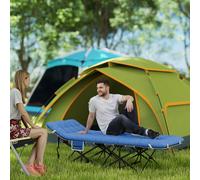 Outsunny Lit de camp pliable avec matelas oreiller poche latérale 190 x 65 x 37 cm jusqu'à 150 kg Dunkelblau