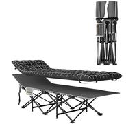 Outsunny Lit de Camping Pliable avec Matelas 150 kg 190 x 67 x 37 cm Noir