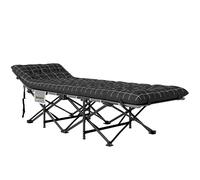Outsunny Lit de camping pliable avec matelas, pochette latérale et sac intégré Lit de Camp tissu Oxford 190 x 67 x 37 cm Noir