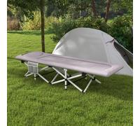 Outsunny Lit de camping pliable avec matelas transat chaise longue sac de rangement intégrée dim. 200L x 65l x 42H cm gris