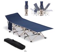 Outsunny Lit de Camping Pliable, lit de Camp pour Adultes, Cadre en Acier léger Sac de Transport Inclus Charge Max. 150 kg 190 x 68 x 52 cm Bleu foncé