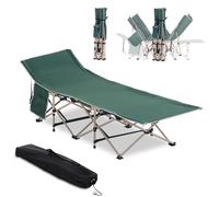 Outsunny Lit de Camping Pliable, lit de Camp pour Adultes, Cadre en Acier léger Sac de Transport Inclus Charge Max. 150 kg 190 x 68 x 52 cm Vert