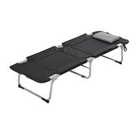 Outsunny Lit de Camping Pliable pour Adultes, lit de Camp Portable avec Rembourrage en Mousse et Oreiller Amovible, 183 x 66 x 33 cm, Noir