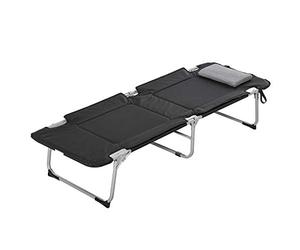 Outsunny Lit de Camping Pliable pour Adultes, lit de Camp Portable avec Rembourrage en Mousse et Oreiller Amovible, 183 x 66 x 33 cm, Noir