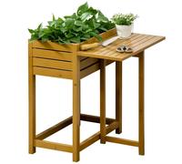 Outsunny Jardinière surélevée avec Plateau de Table Pliable, avec revêtement intérieur en Non-tissé, pour Jardin, terrasse, Bois, Marron, 64 x 63 x 74,5 cm