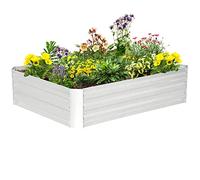 Outsunny Lit de Jardin surélevé carré Potager en Acier galvanisé Protection Contre Les Mauvaises Herbes et Les Animaux Bon Drainage 120 x 90 x 30 cm Argent