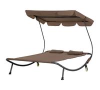Outsunny Lit Double 2 Places Parasol Réglable d'Extérieur et Jardin 200x175x134 cm Marron