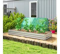 Outsunny Lit surélevé en Métal pour Fleurs et Légumes, 241x90,5x30 cm, Argent