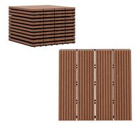 Outsunny Lot de 11 Dalles de Jardin Piscine 30 x 30 x 2,2 cm Marron Clair