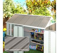 Outsunny Lot de 12 panneaux en acier galvanisé résistant aux intempéries, 129 x 45 cm, effet bois gris clair