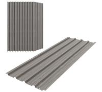 Outsunny Lot de 12 panneaux en acier galvanisé Résistant aux Intempéries, effet bois gris clair, dim. d'un panneau 129L x 45l cm