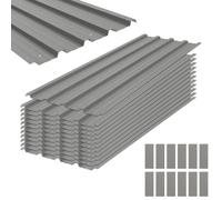 Outsunny Lot de 12 panneaux en acier galvanisé 129 x 45 cm résistants aux intempéries gris clair