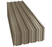 Outsunny Lot de 12 Panneaux en Acier Galvanisé Résistant aux Intempéries, Marron, Dim. d'un Panneau 129L x 45l cm