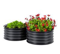 Outsunny Lot de 2 bacs à Fleurs surélevés en Acier, bac à Fleurs empilable, bac à légumes Ø60x30cm pour Jardin Balcon, bac à Fleurs, Plantes, légumes