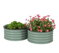 Outsunny Lot de 2 bacs à fleurs surélevés en acier, bac à fleurs empilable, bac à légumes Ø60x30cm pour jardin balcon, bac à fleurs, plantes, légumes