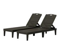 Outsunny Lot de 2 bains de soleil, chaise longue avec dossier ajustable à 4 positions, 56 x 187 x 28 cm, noir