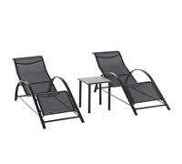Outsunny Lot de 2 Bains de Soleil Chaise Longue Contemporain Noir
