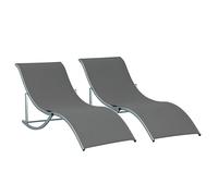 Outsunny Lot de 2 Bains de Soleil Pliables Chaise Longue 120 Kg Anthracite