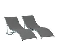Outsunny Lot de 2 Bains de Soleil Pliables Chaise Longue 120 Kg Anthracite | Jardin Extérieur, Aluminium et Textilène, Transat Jardin Extérieur, pour Patio Terrasse Plage