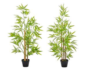 Outsunny Lot de 2 Bambou Artificiel Hauteur 1,2 m Pot Inclus Noir
