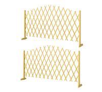 Outsunny Lot de 2 Barrieres Extensibles en Bois de Sapin, pour Intérieur Extérieur Balcon Jardin, 180x30x103cm, Naturel