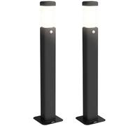 Outsunny Lot de 2 bornes éclairage extérieur avec détecteur, bornes lumineuse LED en aluminium, lanterne pour chemins et allées, étanche IP65, hauteur 58,5 cm, noir