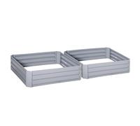 Outsunny Carrés potagers de jardin tôle d'acier ondulée 100 x 100 x 30 cm Gris – Lot de 2