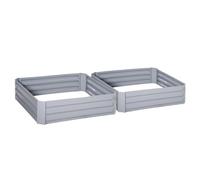 Outsunny Carrés potagers de jardin tôle d'acier ondulée 100 x 100 x 30 cm Gris – Lot de 2
