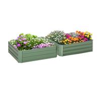 Outsunny Lot de 2 carrés potagers de jardin – tôle d'acier ondulée 100×100×30 cm Vert