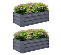 Outsunny Carrés potager de jardin Lot de 2 – 100×50×30 cm – tôle acier ondulée, gris
