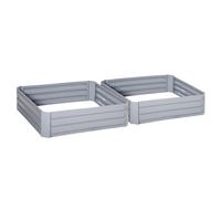 Outsunny Carrés potagers de jardin tôle d'acier ondulée 100 x 100 x 30 cm Gris – Lot de 2