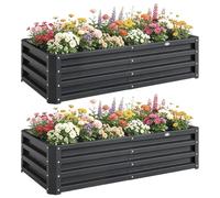 Outsunny Lot de 2 Carrés Potagers de Jardin 120 x 60 x 30,5 cm Gris