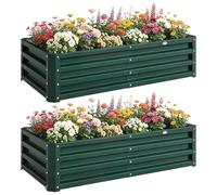 Outsunny Lot de 2 Carrés Potagers de Jardin 120 x 60 x 30,5 cm Vert Foncé