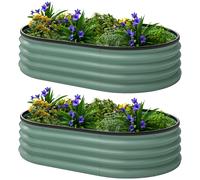 Outsunny Lot de 2 Carrés potagers de jardin, 135 x 90 x 30 cm, jardinière en acier galvanisé avec bordures en caoutchouc, vert