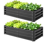 Outsunny Lot de 2 carrés potagers de jardin rectangulaire tôle d'acier ondulée 120 x 60 x 30,5 cm gris