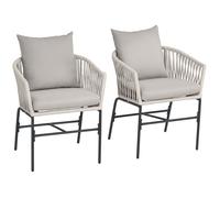 Outsunny - Lot de 2 chaises de jardin - Acier - 57x60x71cm - Gris