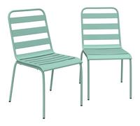 Outsunny Lot de 2 Chaises de Jardin, Chaises Empilables en Métal pour Salle à Manger Extérieure, Mobilier d'Extérieur pour Jardin, Balcon, Vert