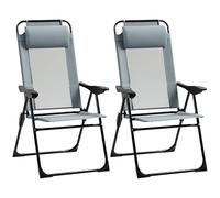 Outsunny Lot de 2 Chaises de Jardin Dossier Réglable 5 Positions Gris
