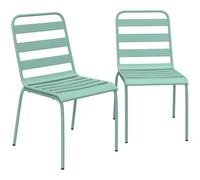 Outsunny Lot de 2 Chaises de Jardin, Empilables en Métal, Balcon, Vert | Chaises pour Salle à Manger Extérieure, Mobilier d'Extérieur pour Jardin
