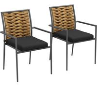 Outsunny Lot de 2 chaises de jardin en rotin Empilable Set de chaises de jardin avec coussins