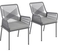 Outsunny Lot de 2 chaises de jardin en rotin Meuble de jardin avec accoudoirs Dossier