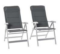 Outsunny Lot de 2 chaises de Jardin Pliantes Fauteuil d'extérieur avec Dossier Haut inclinable Multipositions accoudoirs tétière alu. Oxford déperlant Gris