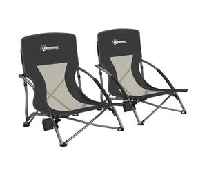 Outsunny Lot de 2 Chaises de Plage Pliable Légère 2,2 kg Noir